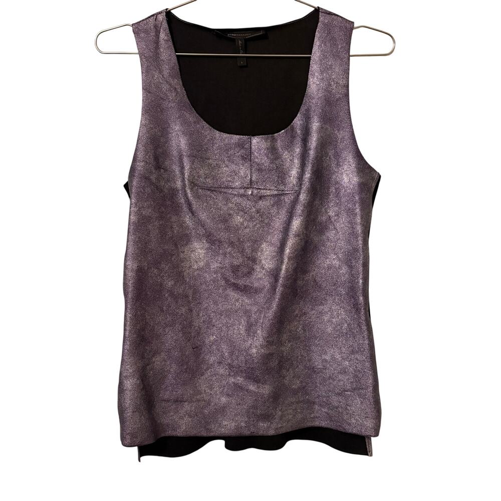BCBG MaxAzria Lavender Faux Crackled Leather Sleeveless Top S